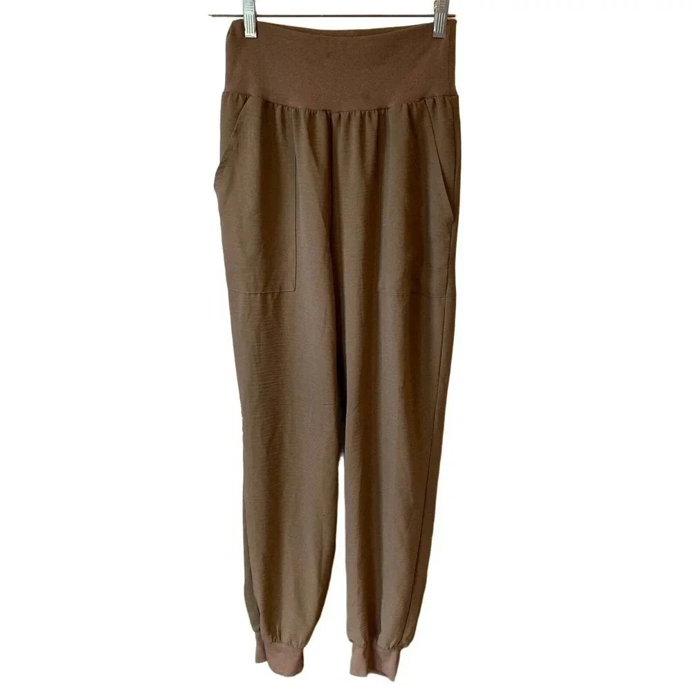 Zenana High Waist Stretch Casual Pull On Jogger Pants Women Size M Pockets